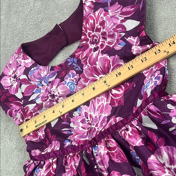 Gymboree 7 Dressed Up Floral Purple Kids Lined Dress - Picture 5 of 15
